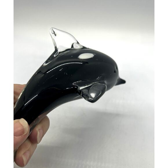 Glass Orca Paperweight Sculpture Art Glass Killer Whale Marine Beach Ocean Art - Picture 6 of 7